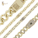 Pulseras de cadena de oro de 14 quilates con eslabones cubanos gruesos y compactos de cobre ultrafino