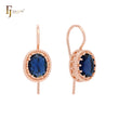 Pendientes de gancho de alambre en oro rosa con circonitas cúbicas de colores y solitarios de Halo Beads