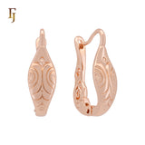 Decorative Russian Lock Earring Hooks – Rose Gold Plated Earring Clasps 8.2×25.3mm | Earring Findings by FJ Jewelry