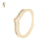 White CZs Paved 14K Gold Wedding Band Rings