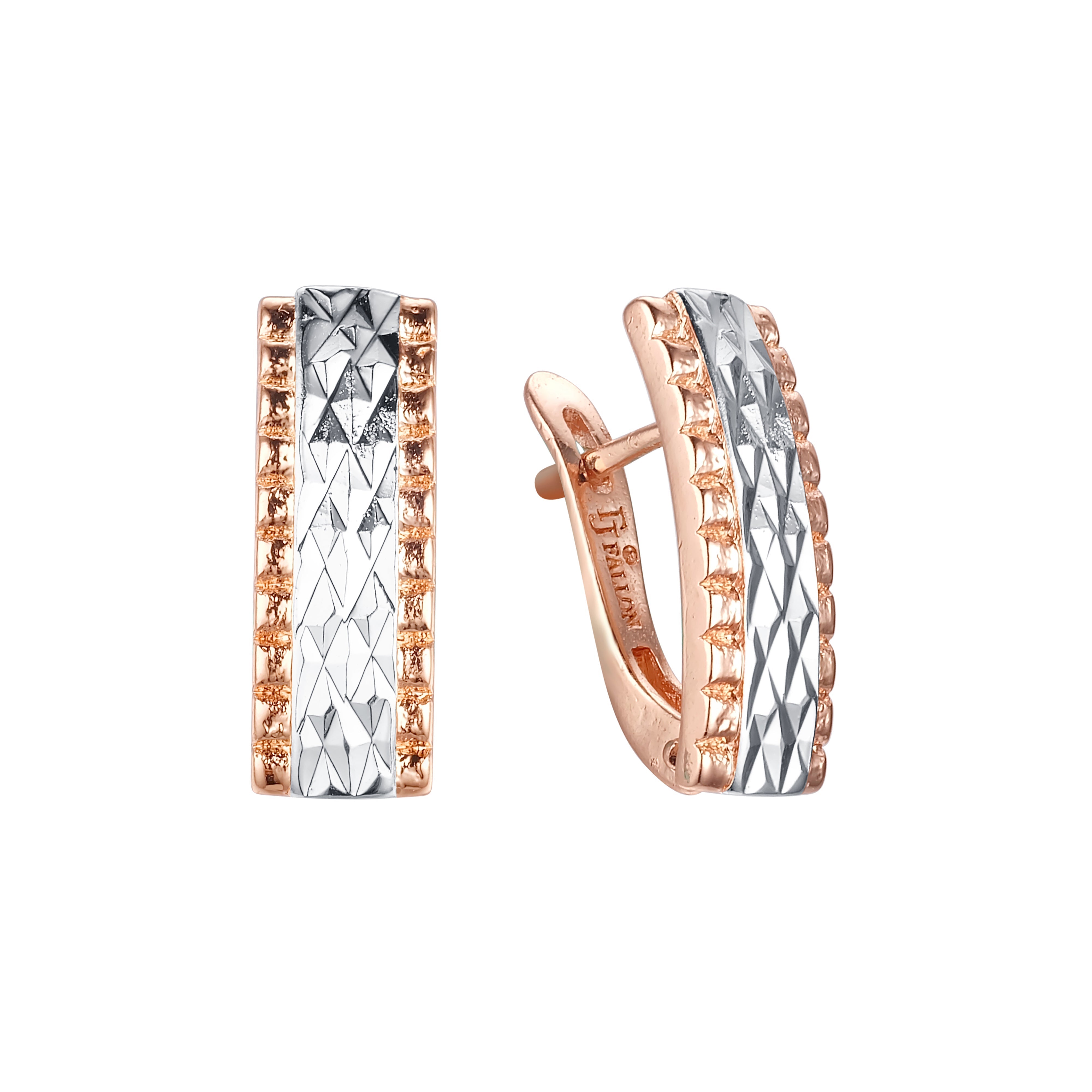 Aretes en Oro 14K, Oro Rosa, baño en dos tonos