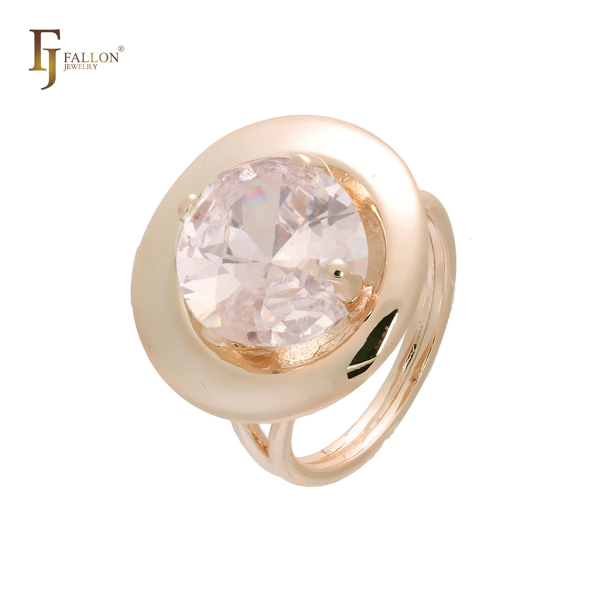 Широкие кольца-солитеры из 18-каратного золота, Жёлтое золото 585 пробы и покрытия из Красное золото 585 пробы