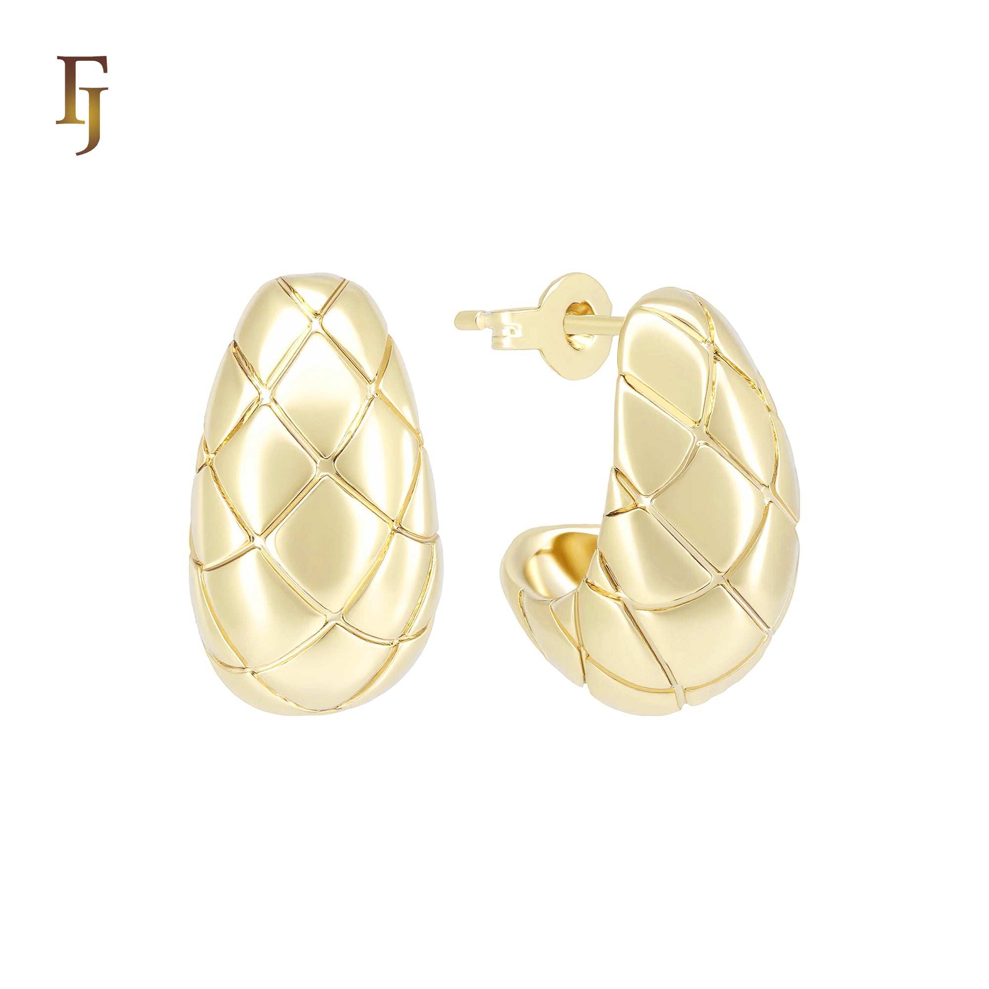 Half Cradle Pineapple textured 14K Gold, Rose Gold Stud Earrings