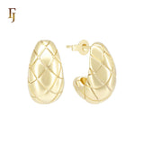 Half Cradle Pineapple textured 14K Gold, Rose Gold Stud Earrings