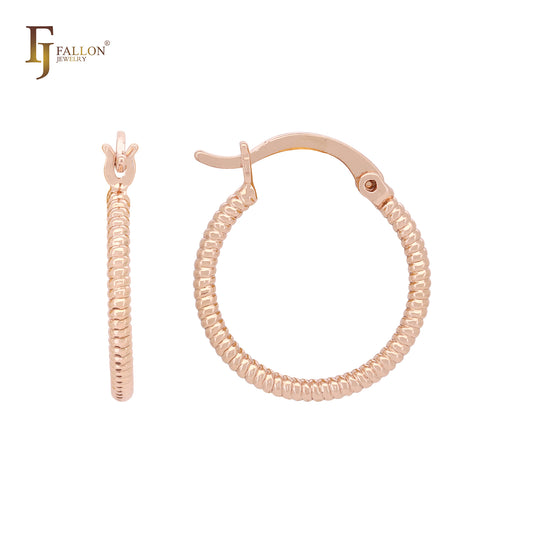 Aros de oro rosa y oro de 14 quilates con textura de cuerda de serpiente