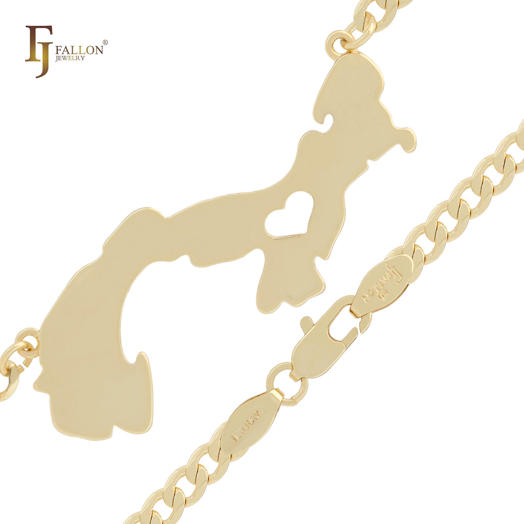 Collar patriótico de oro de 14 quilates con sello de mapa de corazón de Panamá