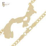Collar patriótico de oro de 14 quilates con sello de mapa de corazón de Panamá