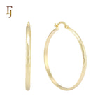 Textured Rope Rounded tube 14K Gold Hoop Earrings