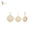Conjunto de joyas de oro de 14 quilates con circonitas blancas y copos de nieve octogonales y colgante