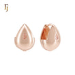 Geometric teardrop white CZ solitaire Rose Gold Huggie Earrings
