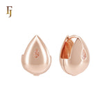 Geometric teardrop white CZ solitaire Rose Gold Huggie Earrings