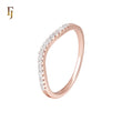 Elegant twisted Ribbon of white CZs Rose Gold two tone Fashion Rings