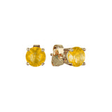 Solitaire Quatro garras coloridas cz em ouro 14K, ouro rosa, brincos de ouro branco