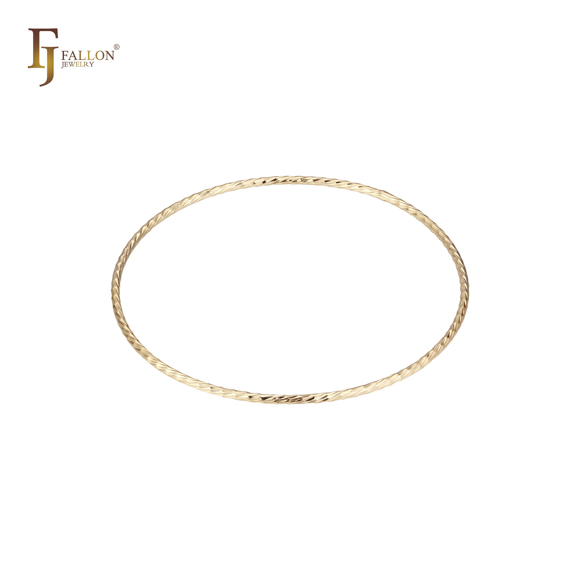 Texutured thin 14K Gold Bangle 1.6*65