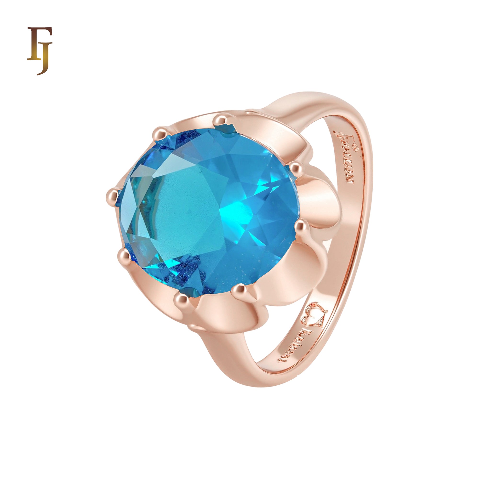 Colorful Big Rounded SOlitaire CZ Rose Gold Fashion Rings