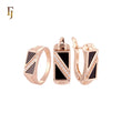 Double triangular Black onyx Rose Gold Jewelry Set with Rings