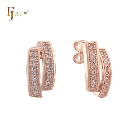 Серьги-гвоздики кластера с покрытием из розового золота, золота 14 карат