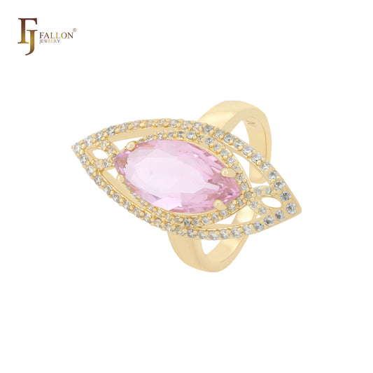 Кольца-солитер Maruquise Colorful CZ Halo White CZs 14K Gold Open Fashion