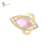 Кольца-солитер Maruquise Colorful CZ Halo White CZs 14K Gold Open Fashion