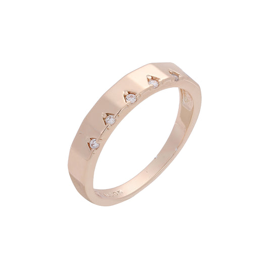 Anillo de bodas de oro rosa de 14 quilates con cinco circonitas blancas