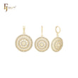 Halo en halo de circonitas blancas Conjunto de joyería de oro de 14 quilates con colgante