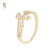 Rope textured of white CZs 14K Gold Fashion Rings