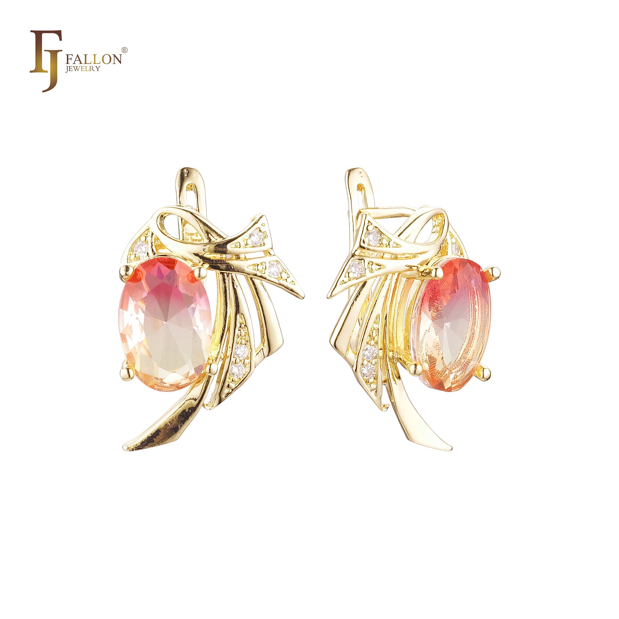 .Wings 14K 金单石耳环，镀玫瑰金颜色