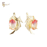 .Wings 14K 金单石耳环，镀玫瑰金颜色