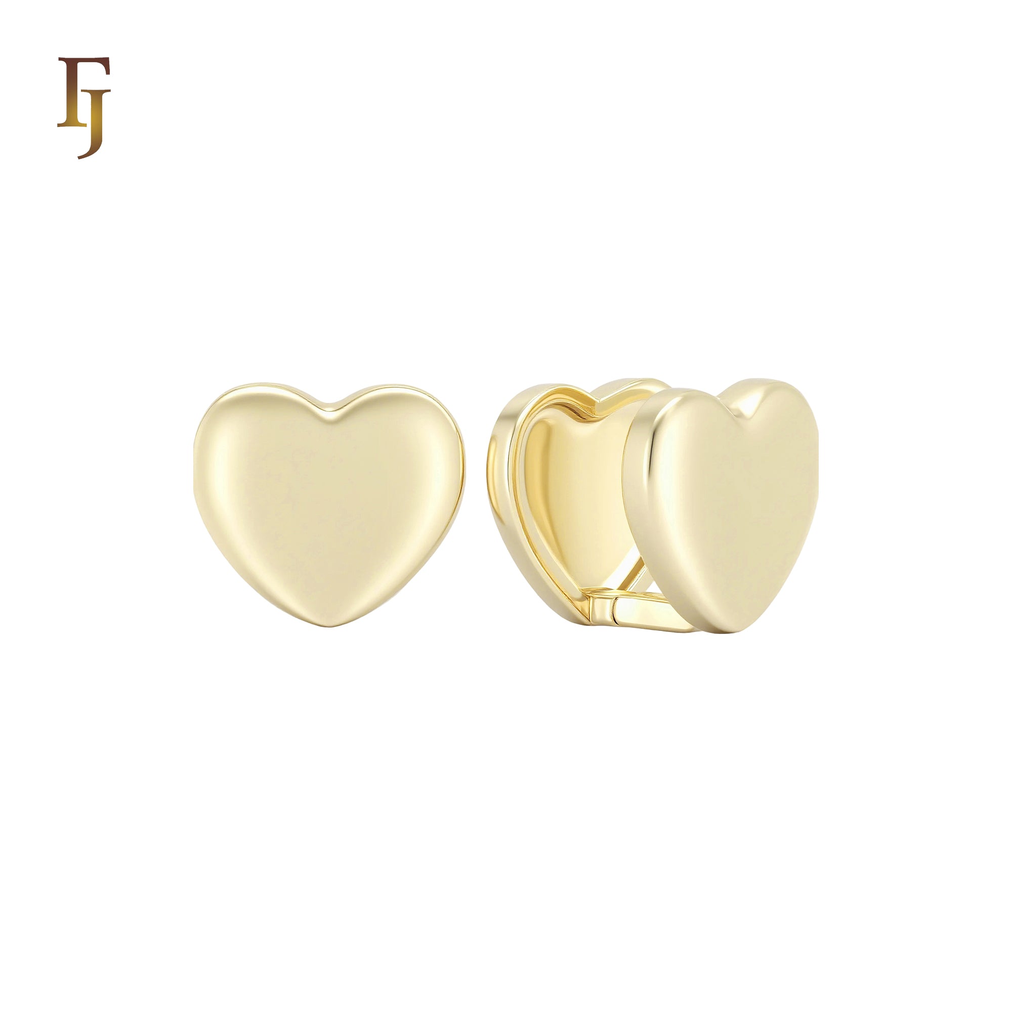 Double Heart shaped 14K Gold, Rose Gold Huggie Earrings