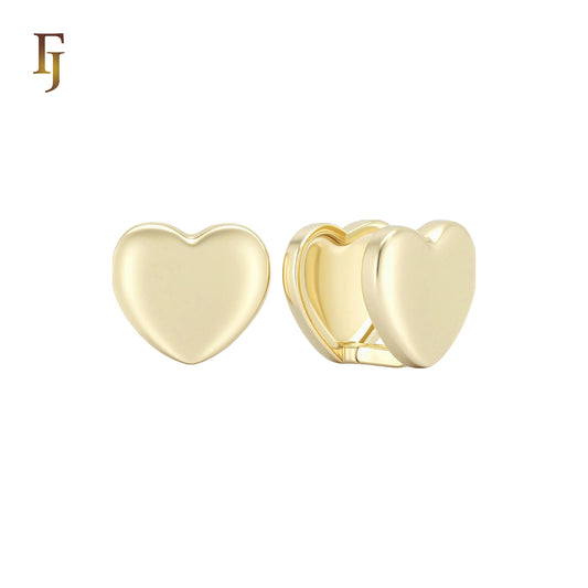 Double Heart shaped 14K Gold, Rose Gold Huggie Earrings