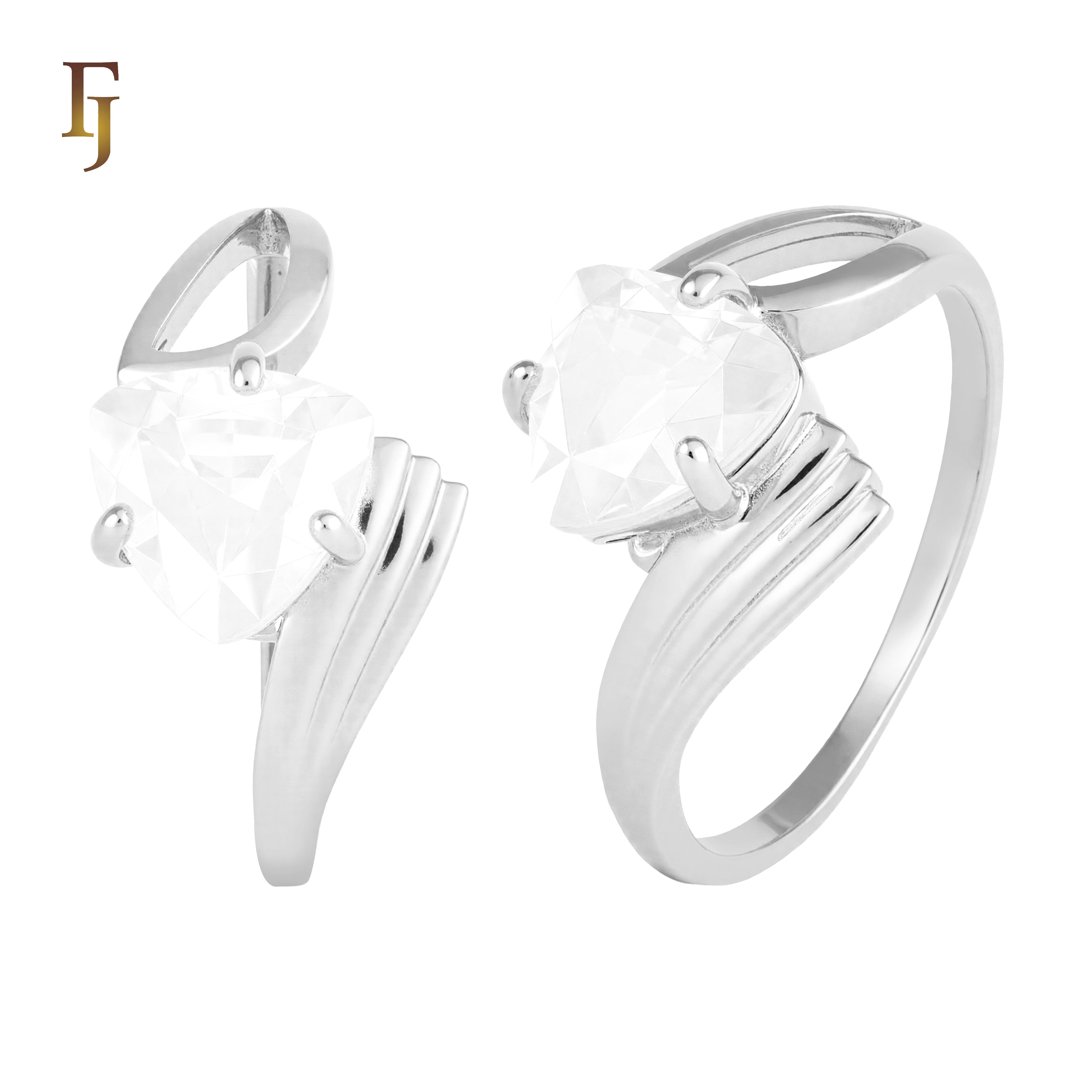 Romantic Heart-Shaped CZ Solitaire Ring in Gold Finish | FJ Fallon Jewelry