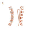 Cluster white CZs Rose Gold Crawler Earrings