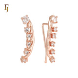 Cluster white CZs Rose Gold Crawler Earrings