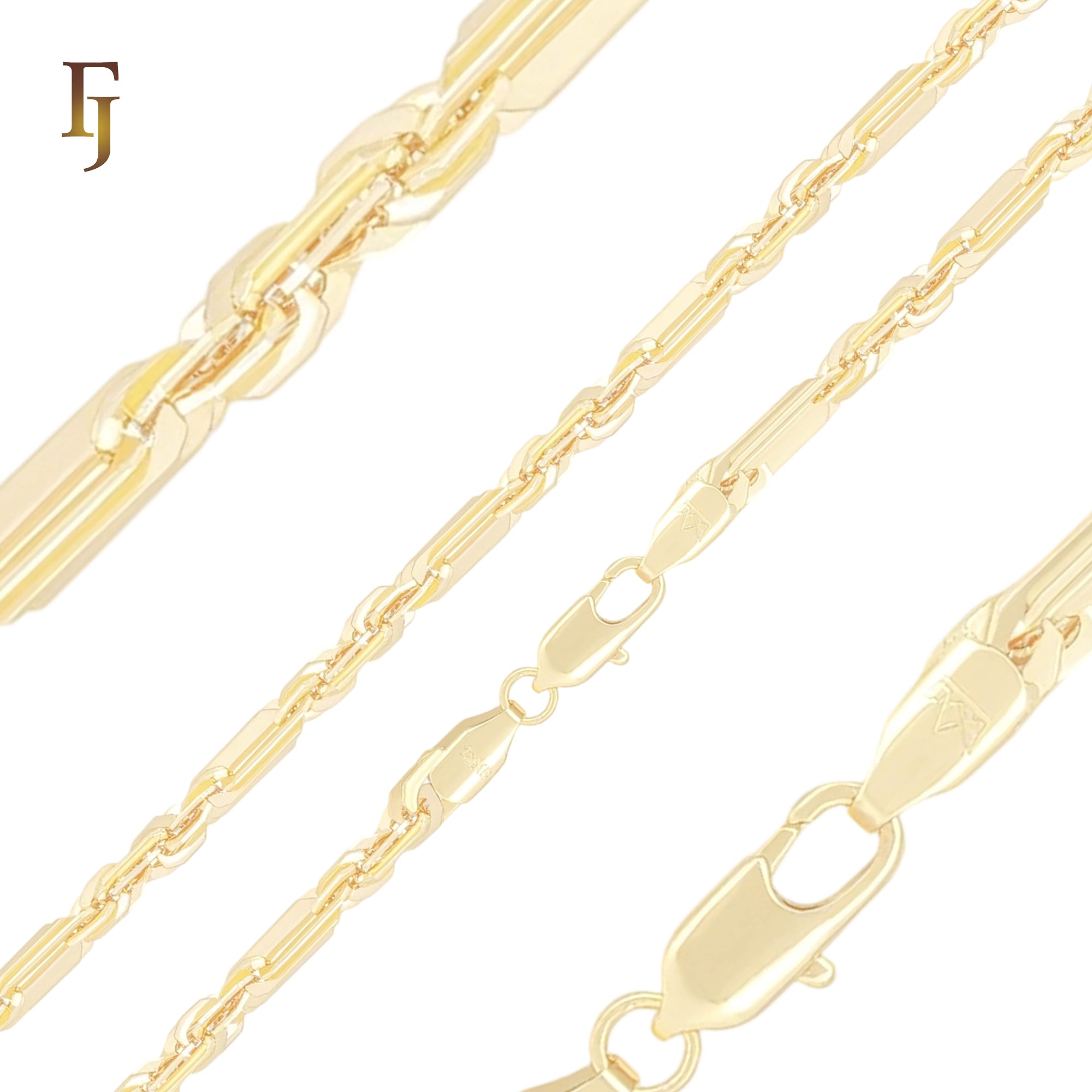 Rope triple link 14K Gold Rope Chain