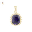 Giant rounded Solitaire Purple stone 14K Gold Solitaire pendant