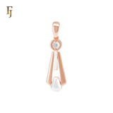 Necktie design solitaire white CZ Rose Gold two tone Pendant