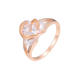Anéis de pedras triplas cluster em ouro 18K, ouro branco, ouro 14K, cores de banho de ouro rosa