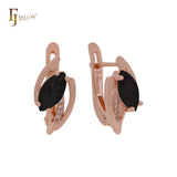 Brincos Solitaire Marquise com pavê colorido CZ Rose Gold