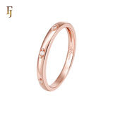 Eternity Minimalism white CZs thin Rose Gold Wedding Band Rings