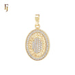 Oval mirror of Halo double paved white Czs 14K Gold Pendant