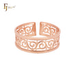 Brazalete de oro rosa 585 con cuentas ajustables abiertas y filigrana cuadrada hueca