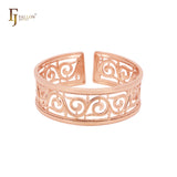 Brazalete de oro rosa 585 con cuentas ajustables abiertas y filigrana cuadrada hueca