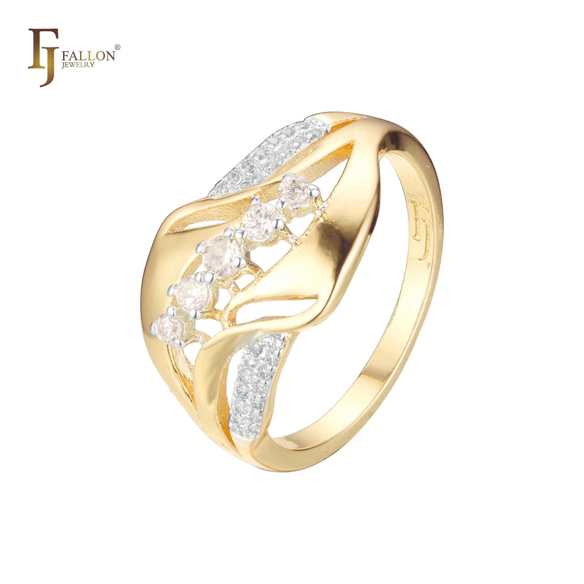 Rose Gold two tone five stone fashion rings
