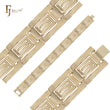 Pulseras anchas de oro de 14 quilates con meandro de llave griega