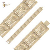 Pulseras anchas de oro de 14 quilates con meandro de llave griega