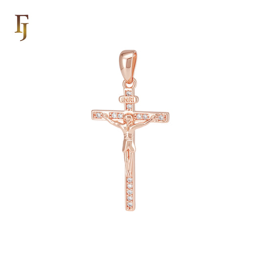 Christian Catholic INRI Rose Gold Crucifix Cross Religious Pendant