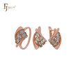Conjunto de joyas de oro rosa con mil lujosos circonitas cúbicas en racimo de marquesa azul lago y anillos