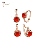 Juego de joyas solitario con piedra grande enchapado en oro de 14K, colores oro rosa