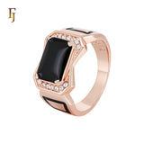 Solitaire Onyx painted Rose Gold Men's Rings