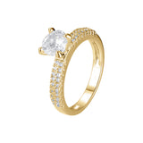 Anillos apilables de oro de 14 quilates y oro de 18 quilates con solitario pavé de circonitas blancas.